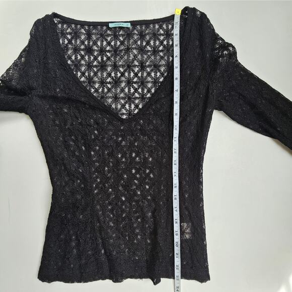 Kookai Black Geometric Lace Longsleeve Top Size 4 (36) - Picture 7 of 8